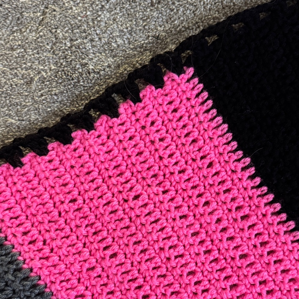 Cozy Pink, Black, & Grey Striped Throw Blanket - Picture 2 of 2